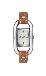 Michael Kors Slim Brown Leather Silver Dial Womens Watch #MK2161