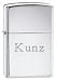 Genuine Zippo windproof lighter packaged in a black plastic gift box with the famous Zippo lifetime guarantee.