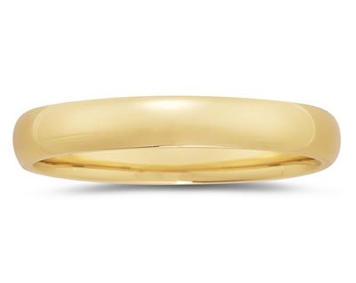 4 mm Plain Domed Comfort-Fit Men's Wedding Band in 14k Yellow Gold