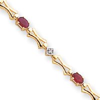 14k Diamonds and Rubies Fancy Diamond Ruby Bracelet - 7 Inch - Box Clasp by JewelryWeb