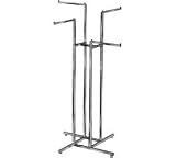 ExecuSystems 4-Way Garment Rack, with 4 Straight Arms - Square Tubing - Chrome