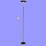 Living Well 3036 Two Light Torchiere Floor Lamp and Reading Floor Lamp Combination in Nickel and Bla