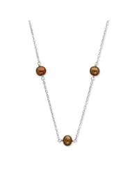Sterling Silver 7-8mm Chocolate Freshwater Cultured Pearl Necklace