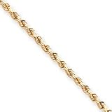 10k 3mm Handmade Diamond-cut Rope Chain Anklet - 9 Inch