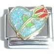 Buy Clearly Charming Blue Heart with Red Rose Italian Charm Bracelet Link by Clearly Charming
