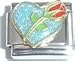 Clearly Charming Blue Heart with Red Rose Italian Charm Bracelet Link
