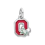 Enamel Ohio State University Buckeye Logo Charm in Sterling Silver