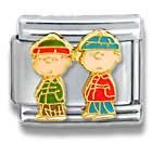 Clearly Charming Linus & Charlie Brown Taking a Winter Stroll Peanuts Italian Charm Dog Animal Theme Bracelet Link