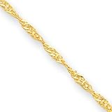 14k 2.10mm Singapore Anklet - 10 Inch