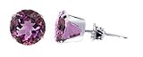 Sterling Silver 4 MM Round Amethyst Cubic Zirconia Stud Post Friction Back Earrings