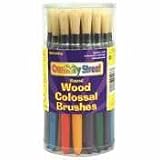 Chenille Kraft 5168 Wood Handle Colossal Round Brushes, Assorted Colors. 30 Brushes/Canister