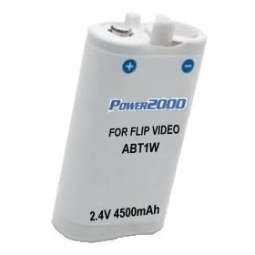 Power2000 4500 mAh Flip Video Replacement Battery Pack for Flip Ultra, 2G and Flip UltraHD Camcorders ABT1W Battery Pack.