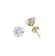 Gold Plated Stud Earrings with Clear CZ - Square Stamping - Sterling Silver - 6 mm