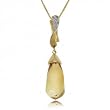 Citrine and Diamond Dangle Teardrop Pendant in 14 Karat Yellow Gold
