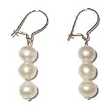 Romantic, Classy, & Feminine 14k Gold Akoya Cultured Pearl Dangle Earrings 6 - 6.5mm Saltwater Pearls