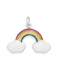 Sterling Silver Enamel Rainbow/Clouds Charm