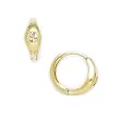 14K Yellow Gold CZ Solitaire Huggy Earrings