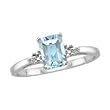 10kt. White Gold, Aquamarine Ring with Diamond Accents