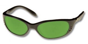 Costa Del Mar Stringer 580 Glass Mirror Lens sunglasses Shiny Black with Green Mirror lenses