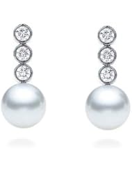 PremiumPearl 9-12MM AAA Quality South Sea Pearl Earrings 18K Gold & Diamonds