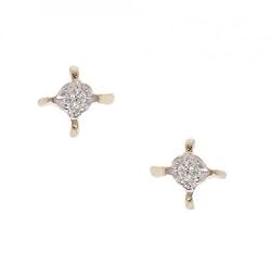 New Yellow Gold Star Stud Earrings Diamond Solitaire