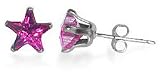 Sterling Silver Amethyst Cubic Zirconia 4 MM Star Stud Post Friction Back Earrings