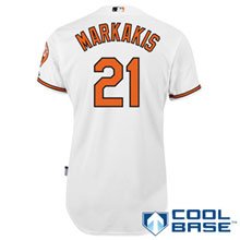 MLB Men's Baltimore Orioles Nick Markakis Six Button Cool Base Authentic Extended Size Home Jersey (White, 56/XXX-Large)