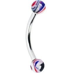 Red Blue Multi Color Marble Eyebrow Ring
