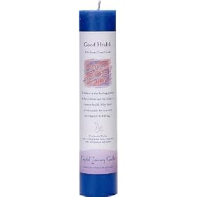 Crystal Journey Reiki Charged Herbal Magic Pillar Candle - GOOD HEALTH - Made with Aromatherapy Essential Oils - Clove, Nutmeg, Lemon Balm, Poppy Seed, Cedar Scented