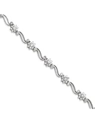Sterling Silver Flower CZ Bracelet
