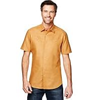Autograph Luxury Linen Blend Short Sleeve Shirt