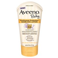 AVEENO BABY SUNBLOCK LOTION, CONTINUOUS PROTECTION WITH SPF 55 4.0 OZ