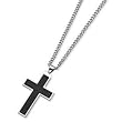 Small Cross Necklace 24"stainless Steel Carbon Fiber