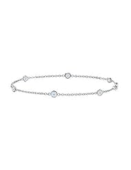 Bezel Set White Sapphire By The Yard Bracelet Link in White Gold 14k with 0.60 Carat in 7 Inch L