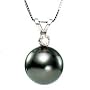 14k White Gold Black Tahitian Pearl and Diamond Pendant