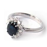 21o3d2ZDbdL. SL160  Oval Sapphire & Diamond Cluster Vintage Style Ring 18K White Gold