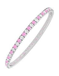 Pink Sapphire and Diamond Eternity Bangle 14K White Gold - 3.00 CT TGW