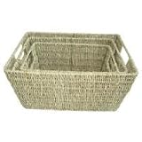 SET OF 3 RECTANGULAR STORAGE BASKET WITH INSET HANDLES