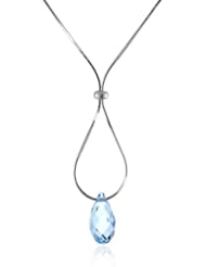 Italian Sterling Silver Swarovski Crystal Drop Loop Pendant Necklace, 18"