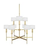 Quoizel RFR5009NR Ferrera 9 Light Chandelier, Natural Brass with Off White Linen Shades