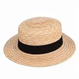 Traditional Natural Straw Deluxe Boater Hat available in 3 sizes. Unisex design. Ideal St Trinians Fancy Dress