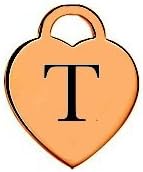 Letter T Gold Heart Charm Laser Engraved Pendant for Bracelet, Necklace &amp; DIY Jewelry (SIZE= 0.5" Tall, 0.5" Wide)