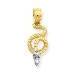 14K & Rhodium Coiled Snake Pendant