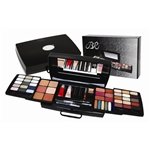 LARGE TRAVEL KIT W/HANDLE 82PC EYESHADOW PALETTE, BLUSH, POWDER, BRUSHES, MASACRA, LIPGLOSS AND MORE FK9205