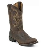 Justin Men's 'Stampede Stockman' Round Toe Pull On Western Boot - Dark Brown