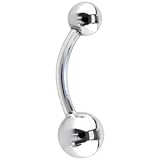 Solid 14KT White GOLD BALL Belly Ring 3/8