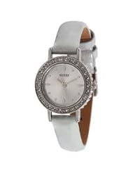 Guess Womens U85135L2 Silver Leather Quartz Watch with White Dial