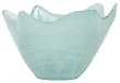 Recycled Art Glass Small White Wave Rim Bowl 8"D, 5"H