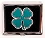 Outer Rebel Fashion Flasks & Smoking Accessories- Lucky Clover Stainless Steel Cigarette/ID Case 100's Size