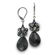 .925 Silver, Black Labradorite & Pearl Cluster Earrings